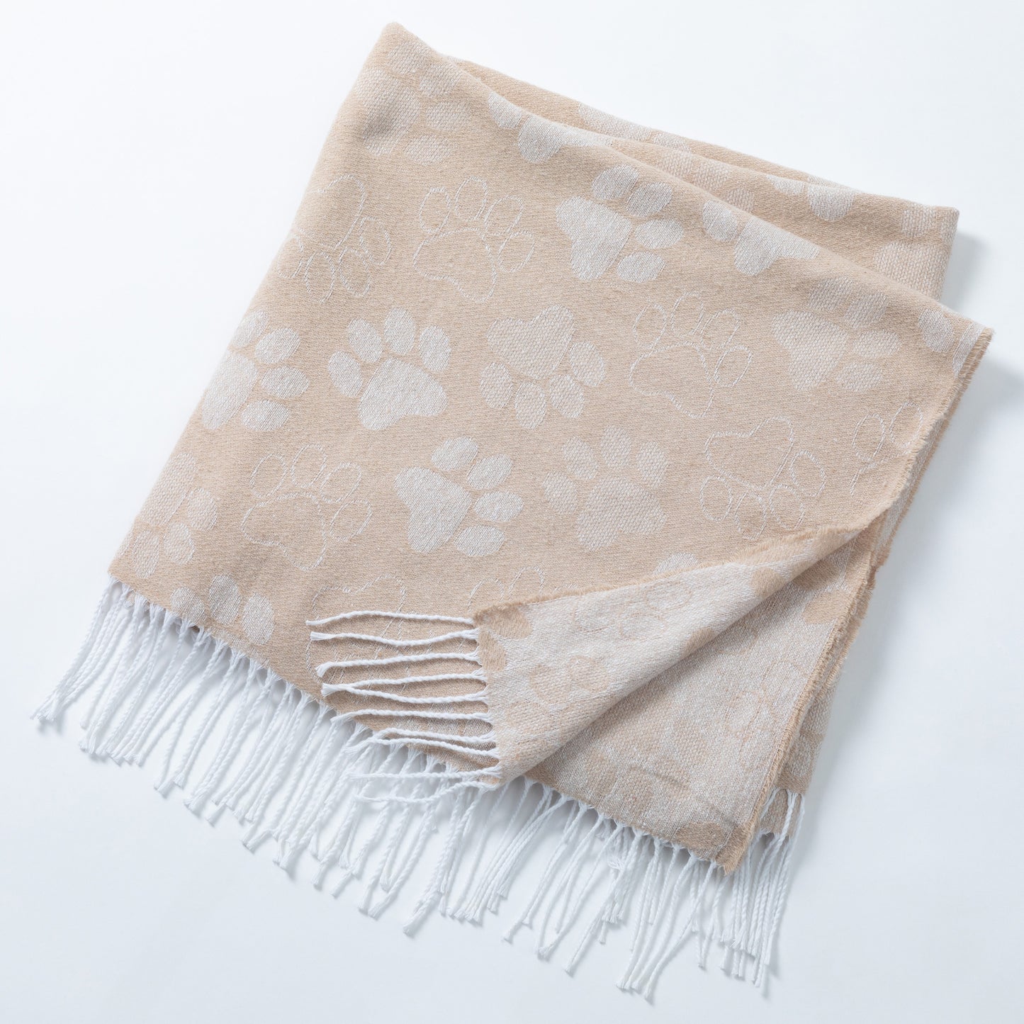 Ukrainian Cotton Blend Paw Throw Blanket with Fringe