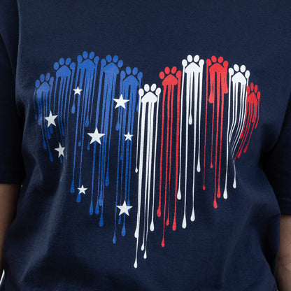 Painted Paws American Heart Flag T-Shirt