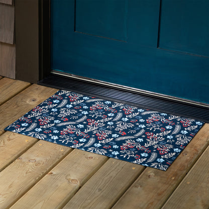 Winter Sprigs & Paws Indoor Outdoor Mat