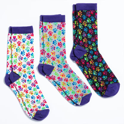 Celebration Paws Crew Socks - Set of 3