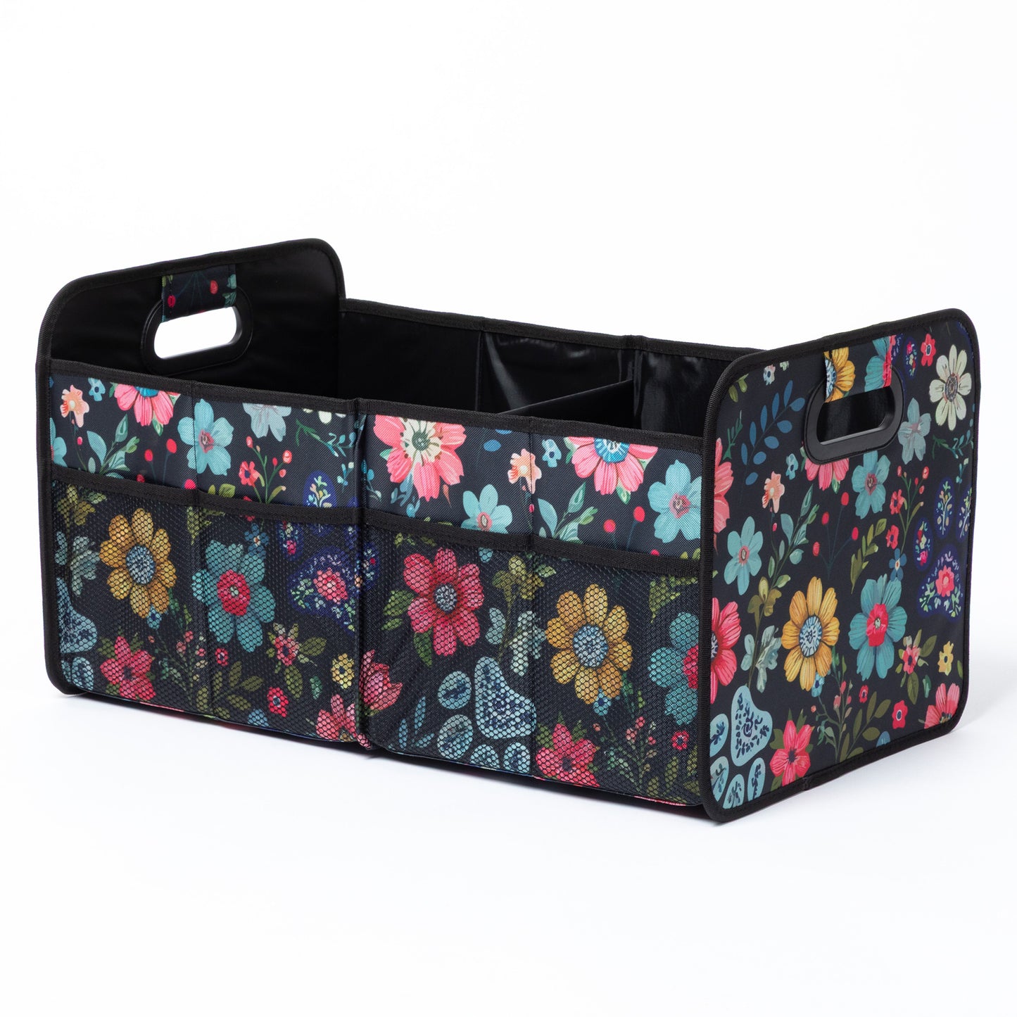 Floral-patterned car organizer on a white background