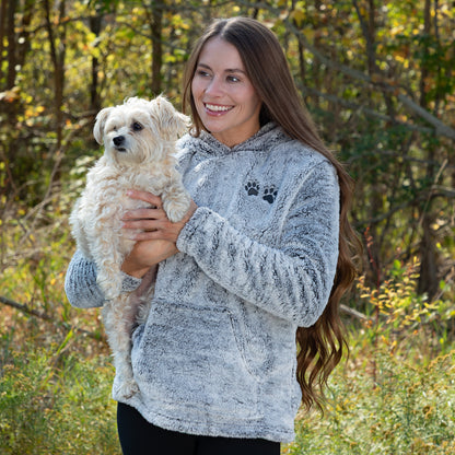 Embroidered Paws Pullover Fleece Hoodie