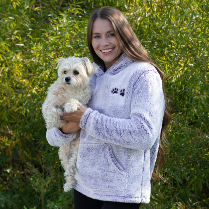 Embroidered Paws Pullover Fleece Hoodie