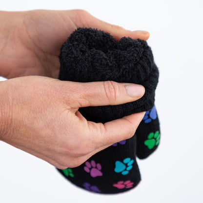 Pretty Paw Print Fleece-Lined Mittens