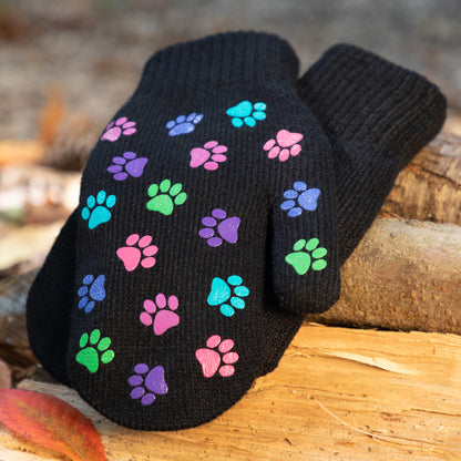 Pretty Paw Print Fleece-Lined Mittens