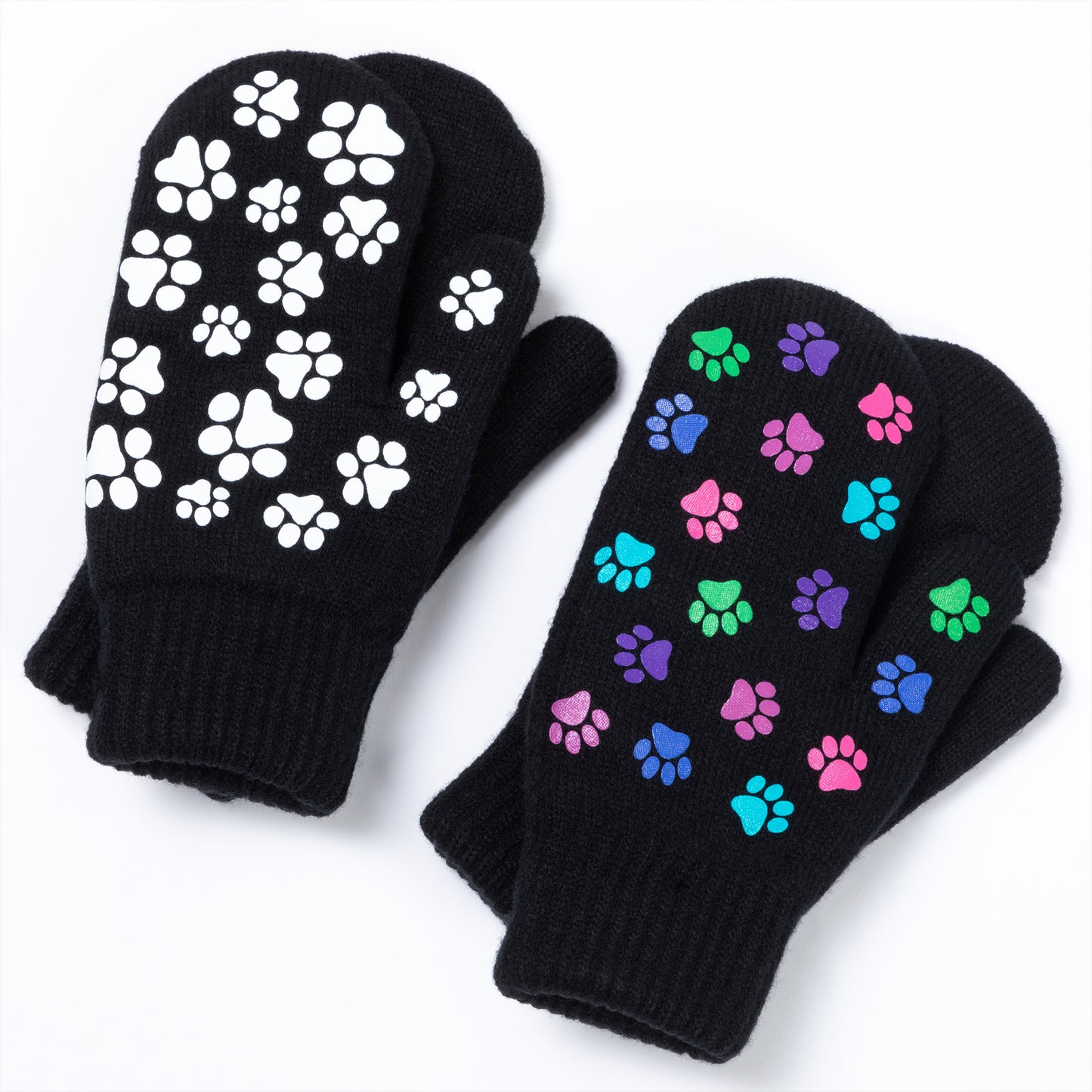 Pretty Paw Print Fleece-Lined Mittens