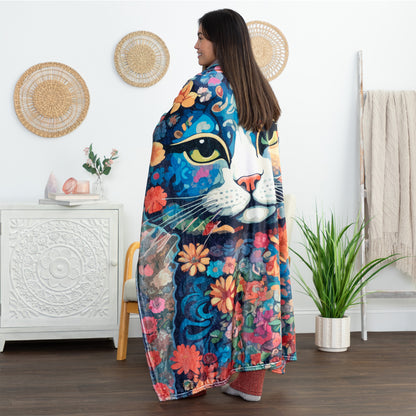 Hippie Cat Throw Blanket