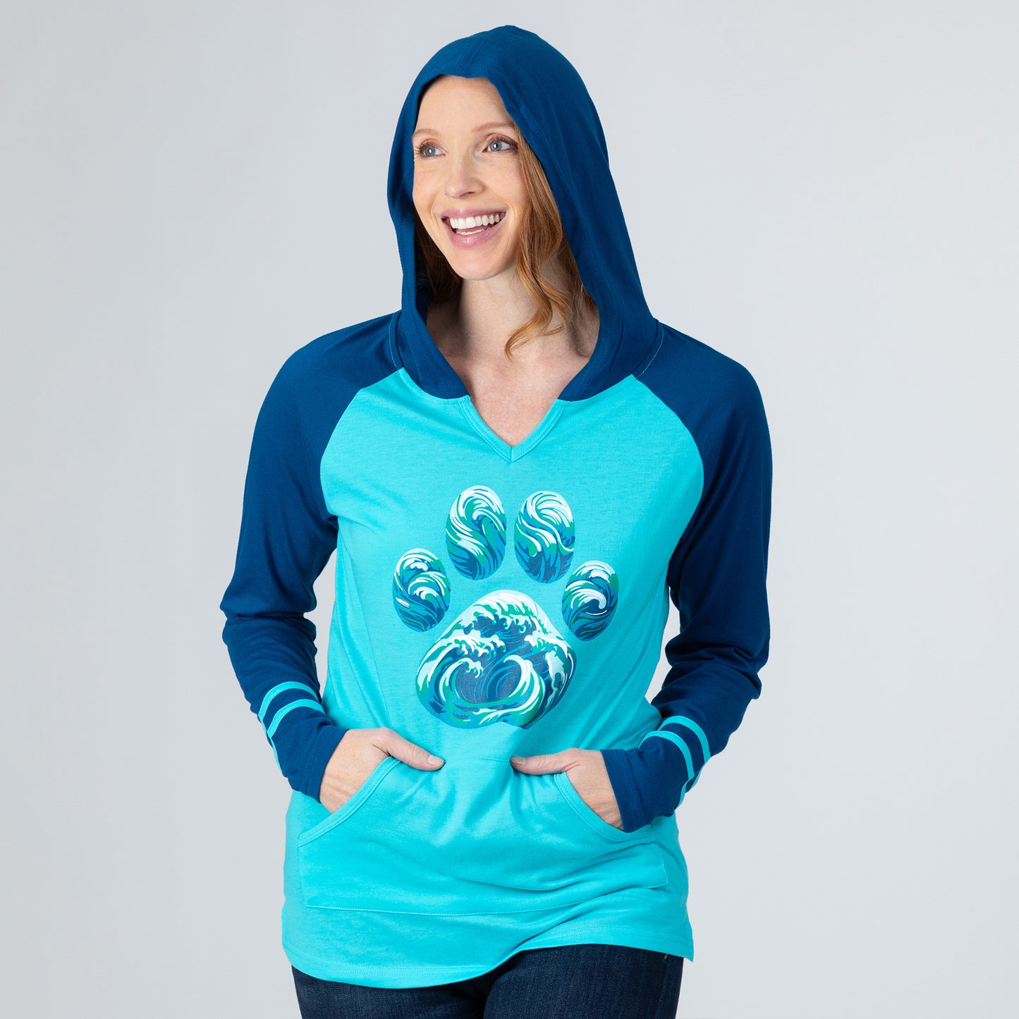 Paw Waves Hooded Long Sleeve Tee