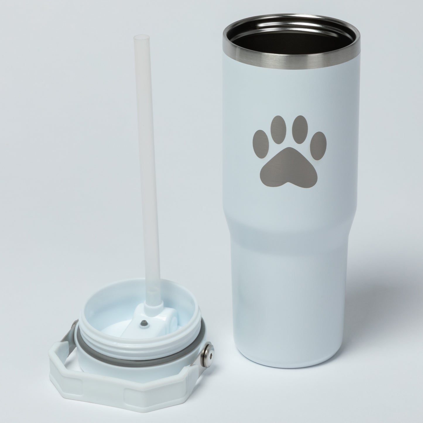 Paw Print Stainless Steel Tumbler with Flip Straw - 30 oz