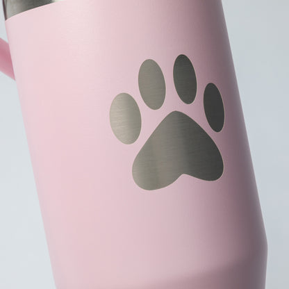 Paw Print Stainless Steel Tumbler with Flip Straw - 30 oz