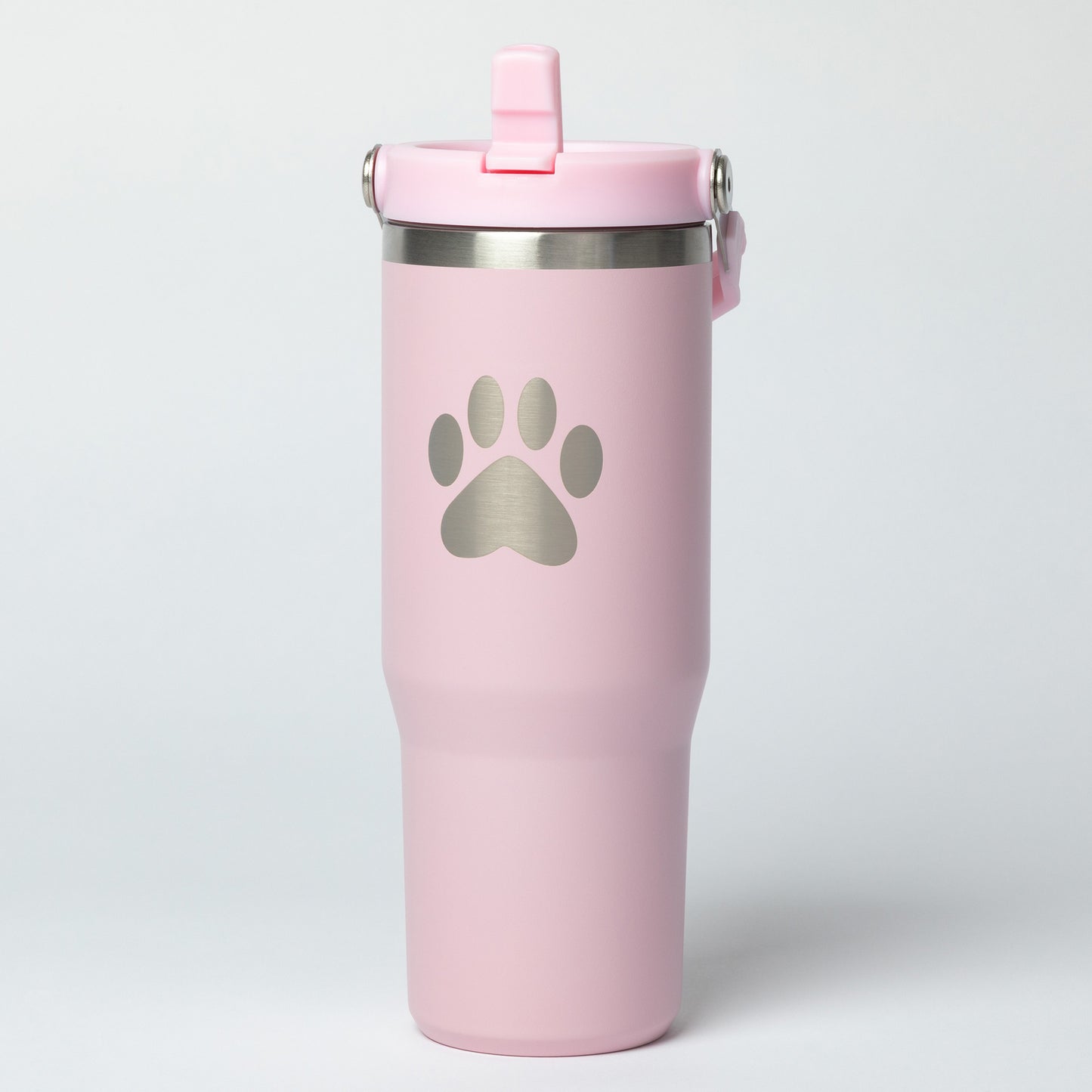 Paw Print Stainless Steel Tumbler with Flip Straw - 30 oz