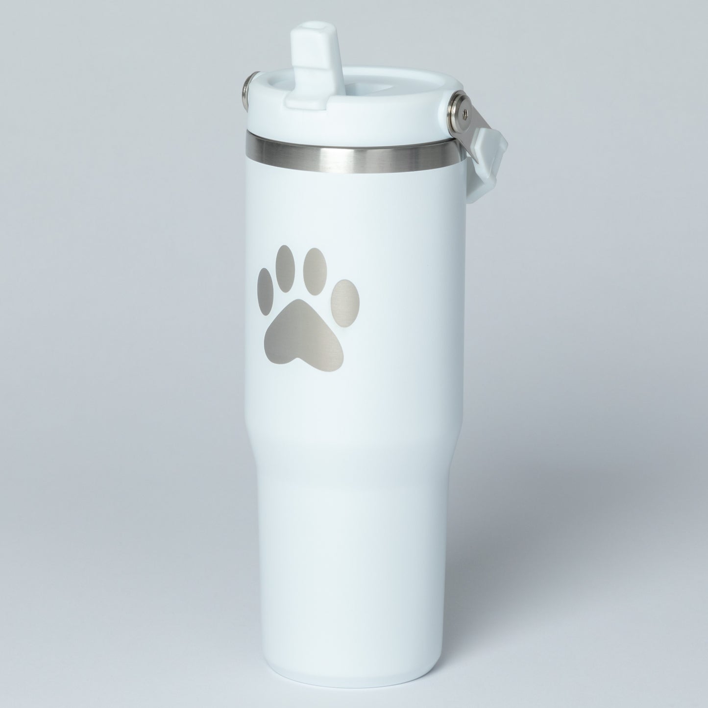 Paw Print Stainless Steel Tumbler with Flip Straw - 30 oz