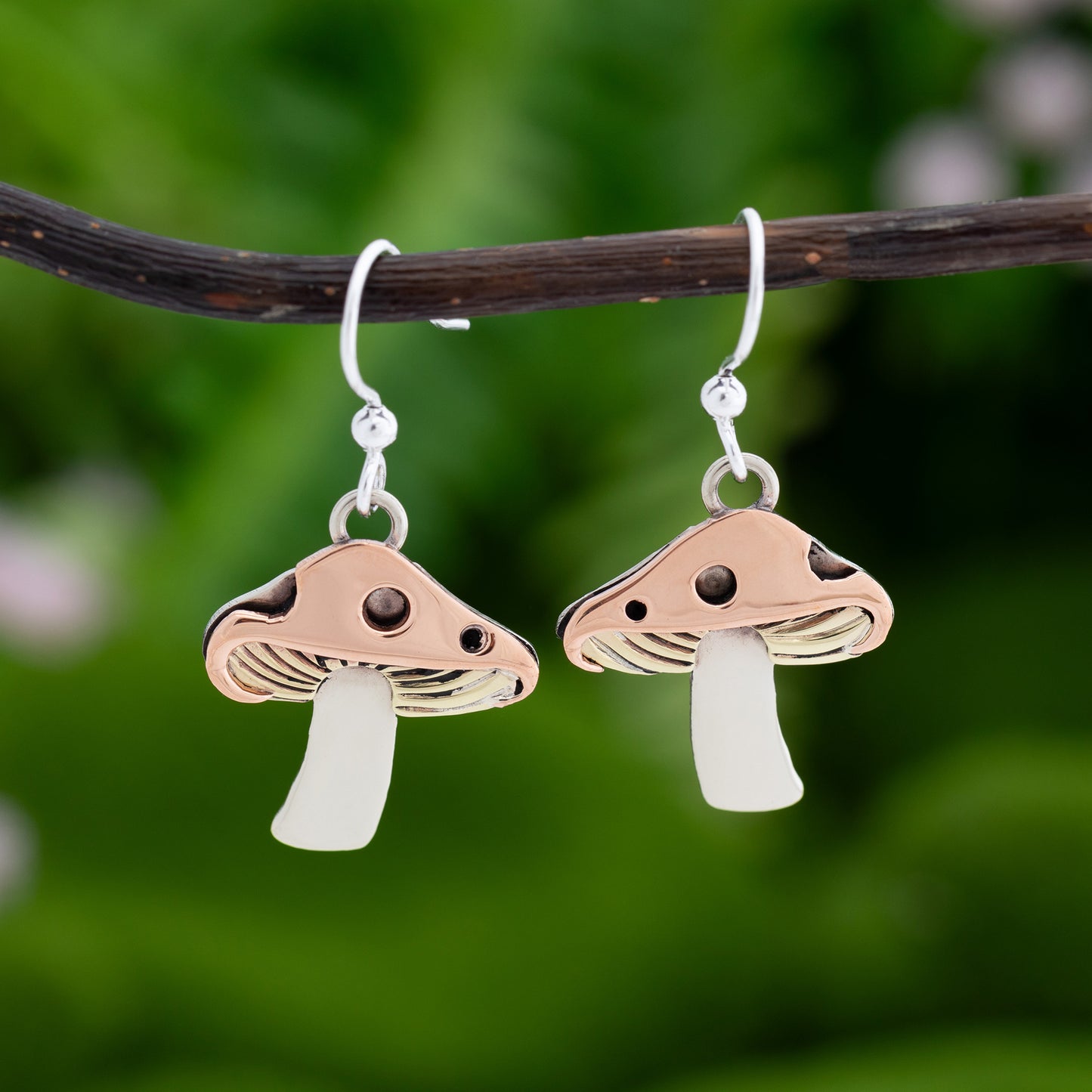 Mixed Metal Pretty Mushroom Earrings