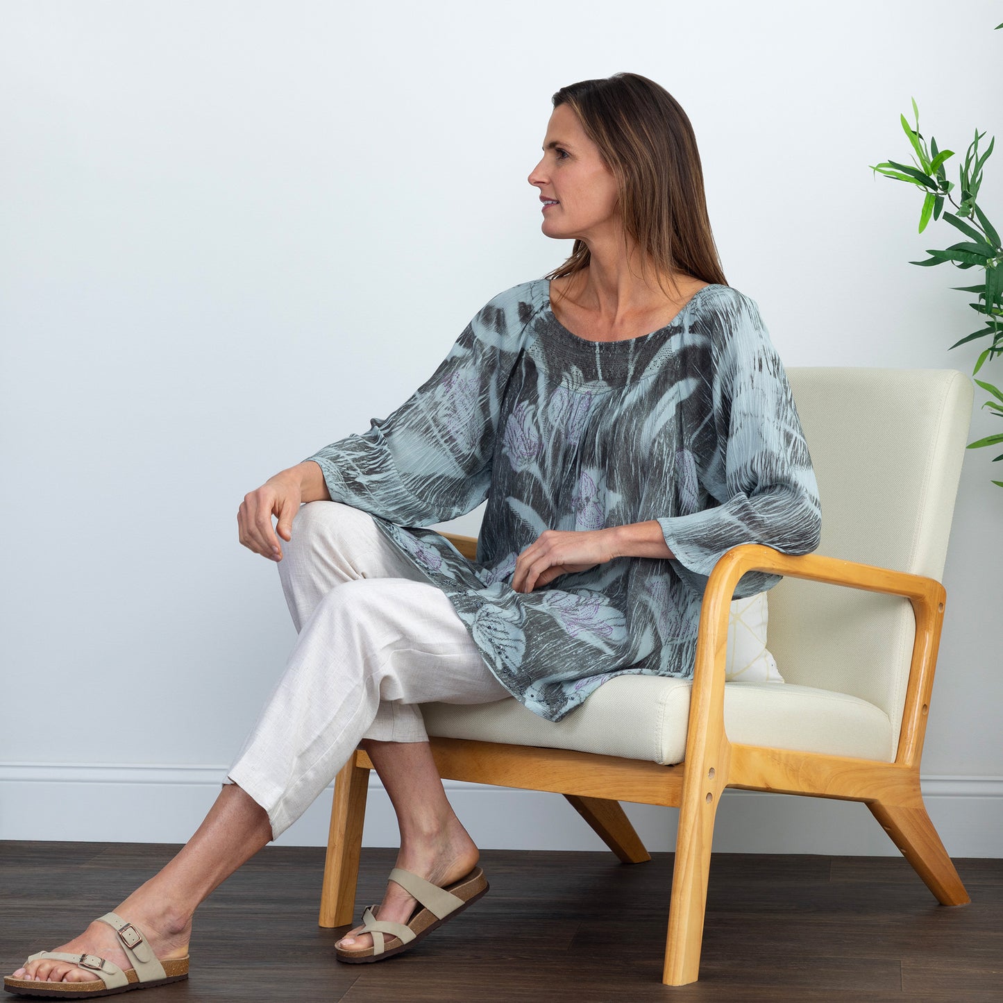 Watercolor Flower Long Sleeve Top