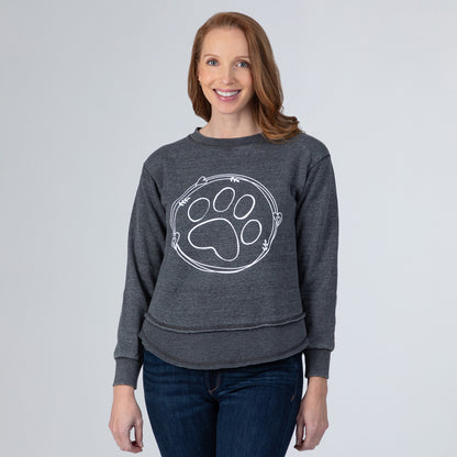 Paw & Hearts Hi-Low Burnout Crew Sweatshirt