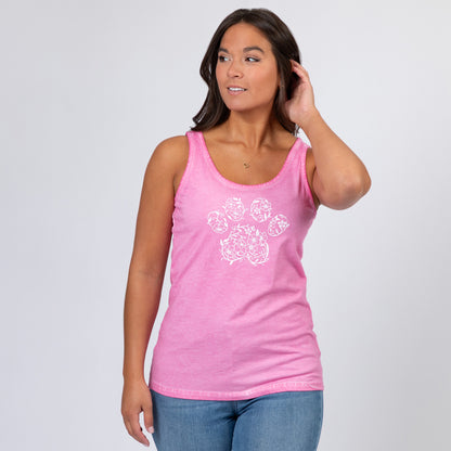 Flower Paw Vintage Acid Wash Tank Top