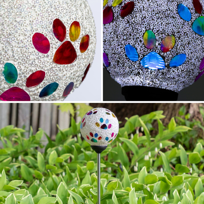 Multicolor Paws Beaded Solar Garden Stake