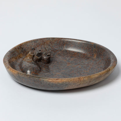 Hand-Carved Serpentine Stone Hippo Soap Dish