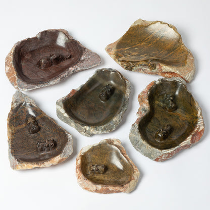 Hand-Carved Serpentine Stone Animal Birdbath