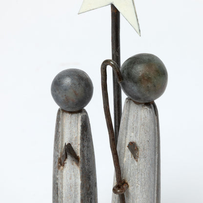 Hand-Carved Serpentine Stone & Metal Nativity