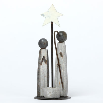 Hand-Carved Serpentine Stone & Metal Nativity