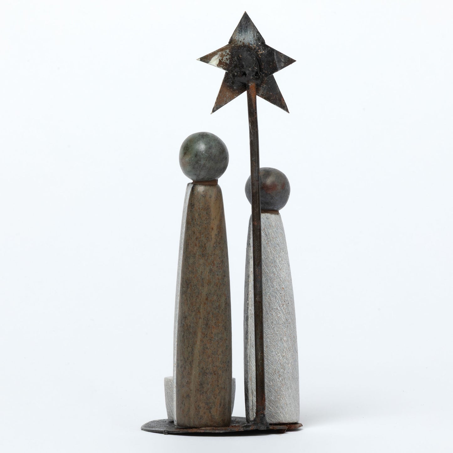 Hand-Carved Serpentine Stone & Metal Nativity