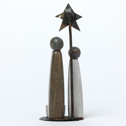 Hand-Carved Serpentine Stone & Metal Nativity