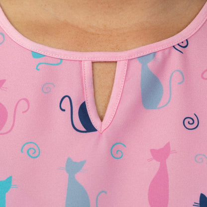 Cat & Paws Keyhole Sleeveless Top