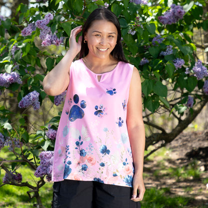 Cat & Paws Keyhole Sleeveless Top