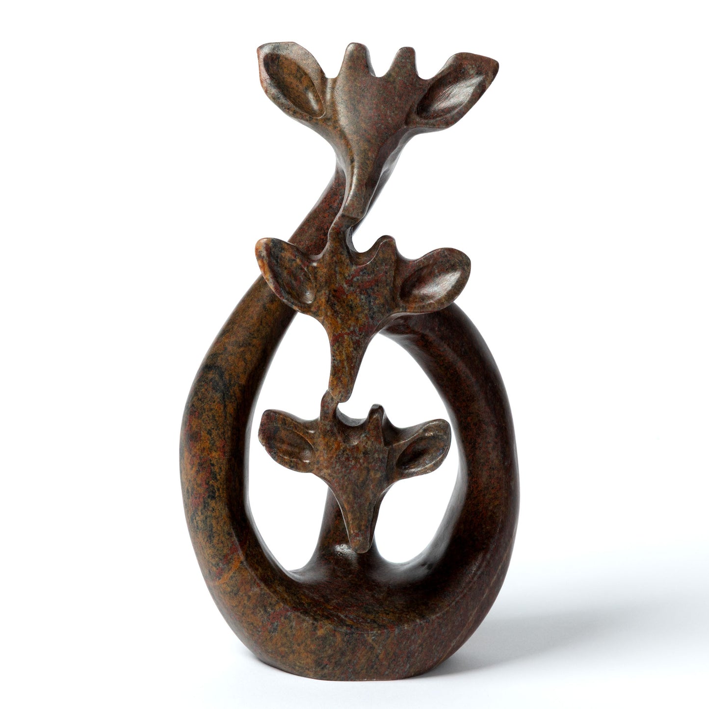 Hand-Carved Serpentine Stone Giraffe Family