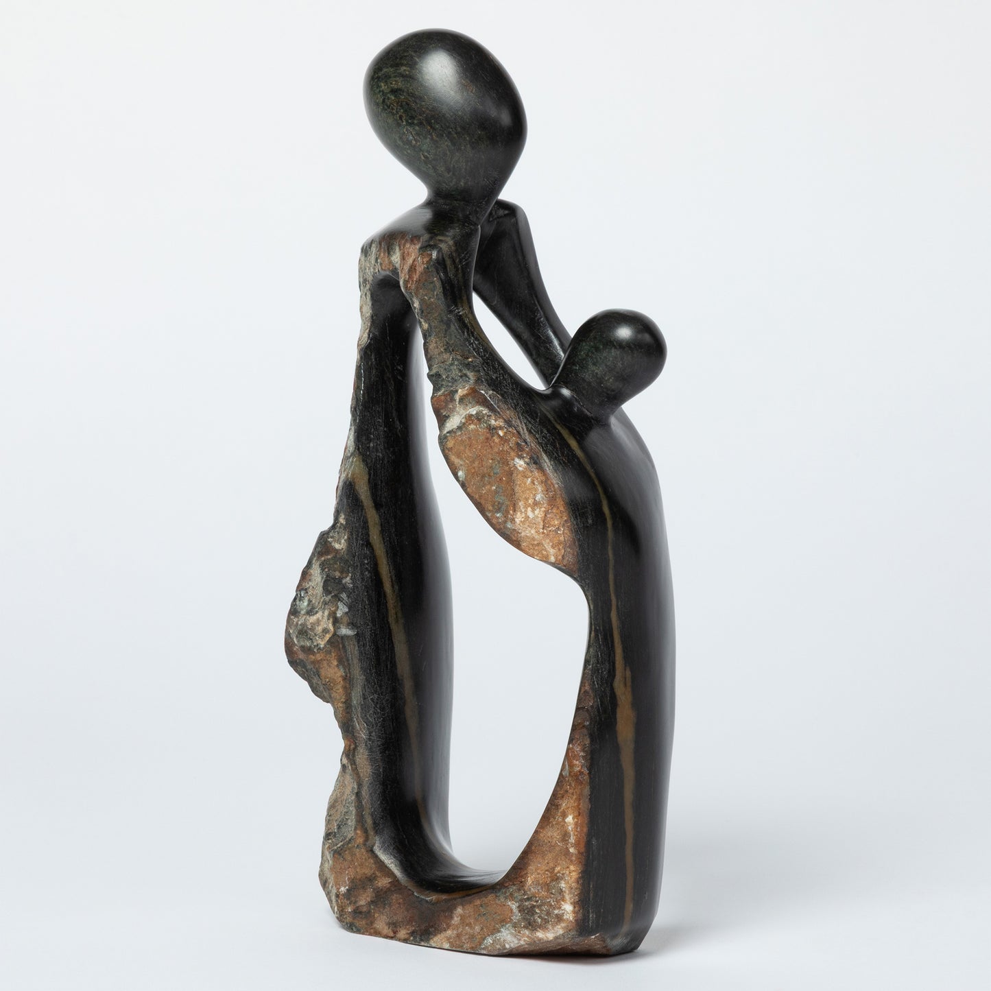 Hand-Carved Serpentine Stone Family Figurine