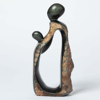 Hand-Carved Serpentine Stone Family Figurine