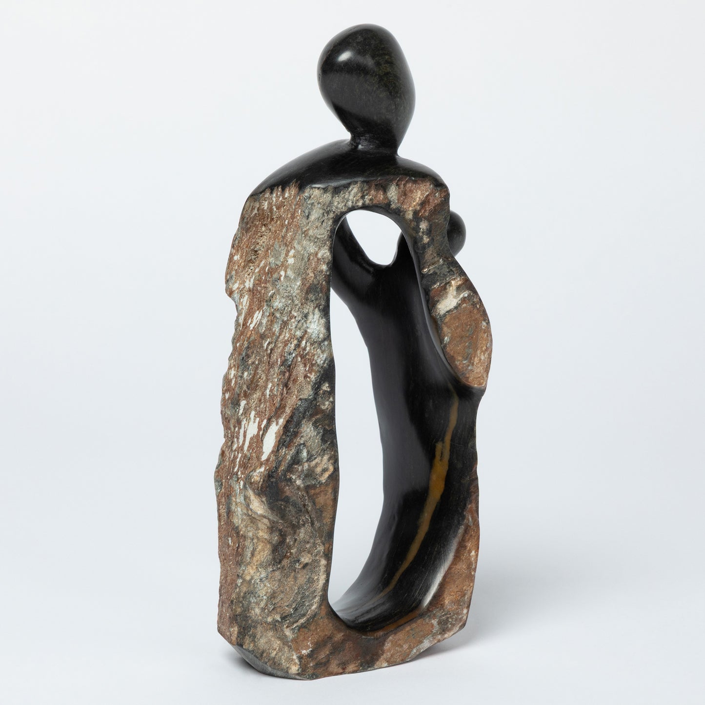 Hand-Carved Serpentine Stone Family Figurine