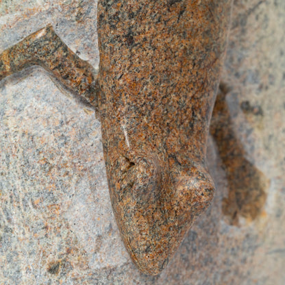 Hand-Carved Lizard on Serpentine Stone Figurine