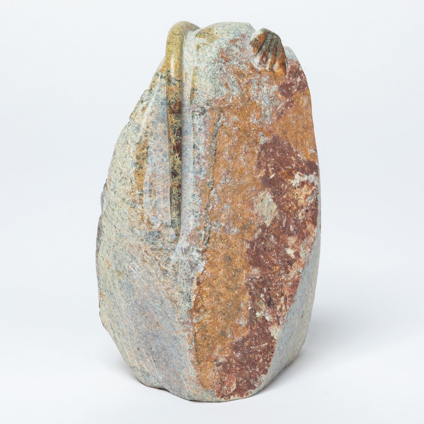 Hand-Carved Lizard on Serpentine Stone Figurine