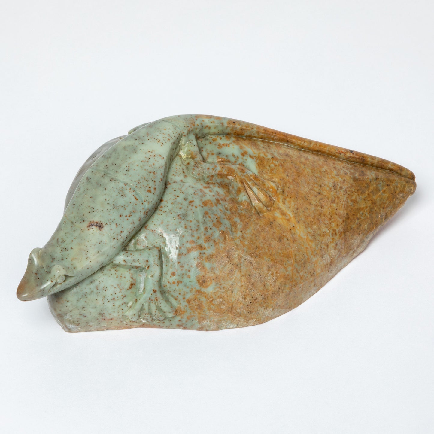 Hand-Carved Lizard on Serpentine Stone Figurine