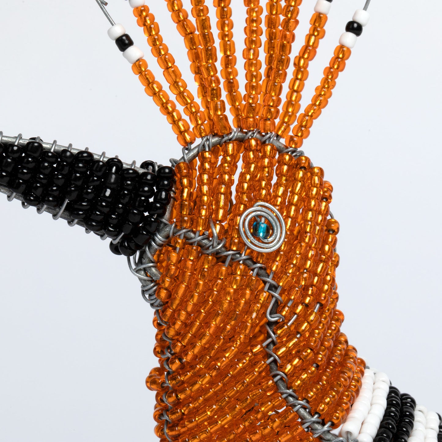 Hand-Beaded Funky Bird Figurine