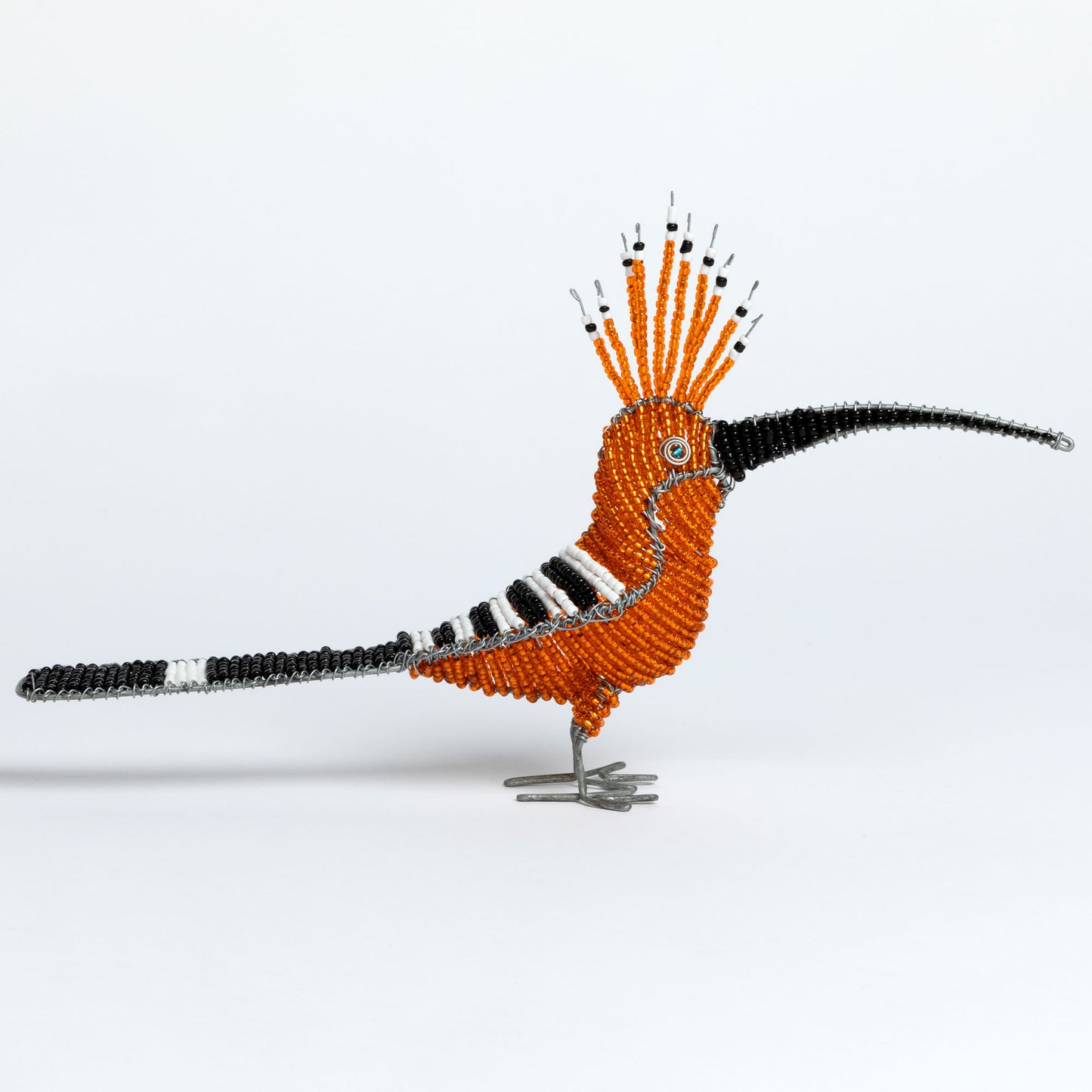 Hand-Beaded Funky Bird Figurine