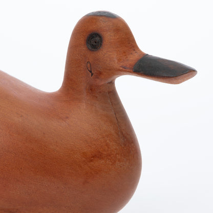 Hand-Carved Wooden Duck Sculpture