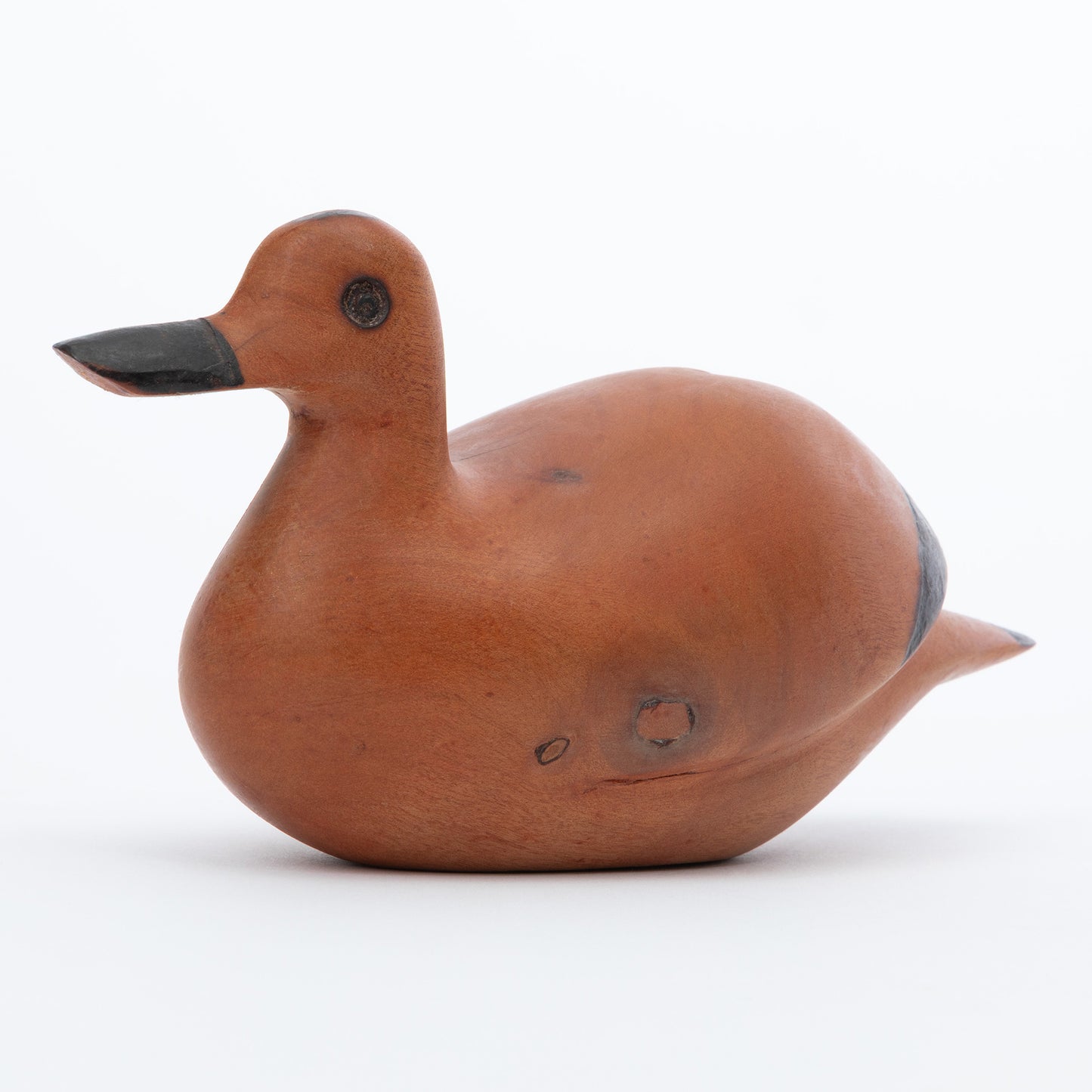 Hand-Carved Wooden Duck Sculpture