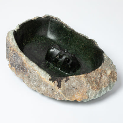 Hand-Carved Opal Stone Hippo Birdbath