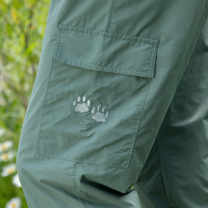 Paw Print Cargo Capri Nylon Pants