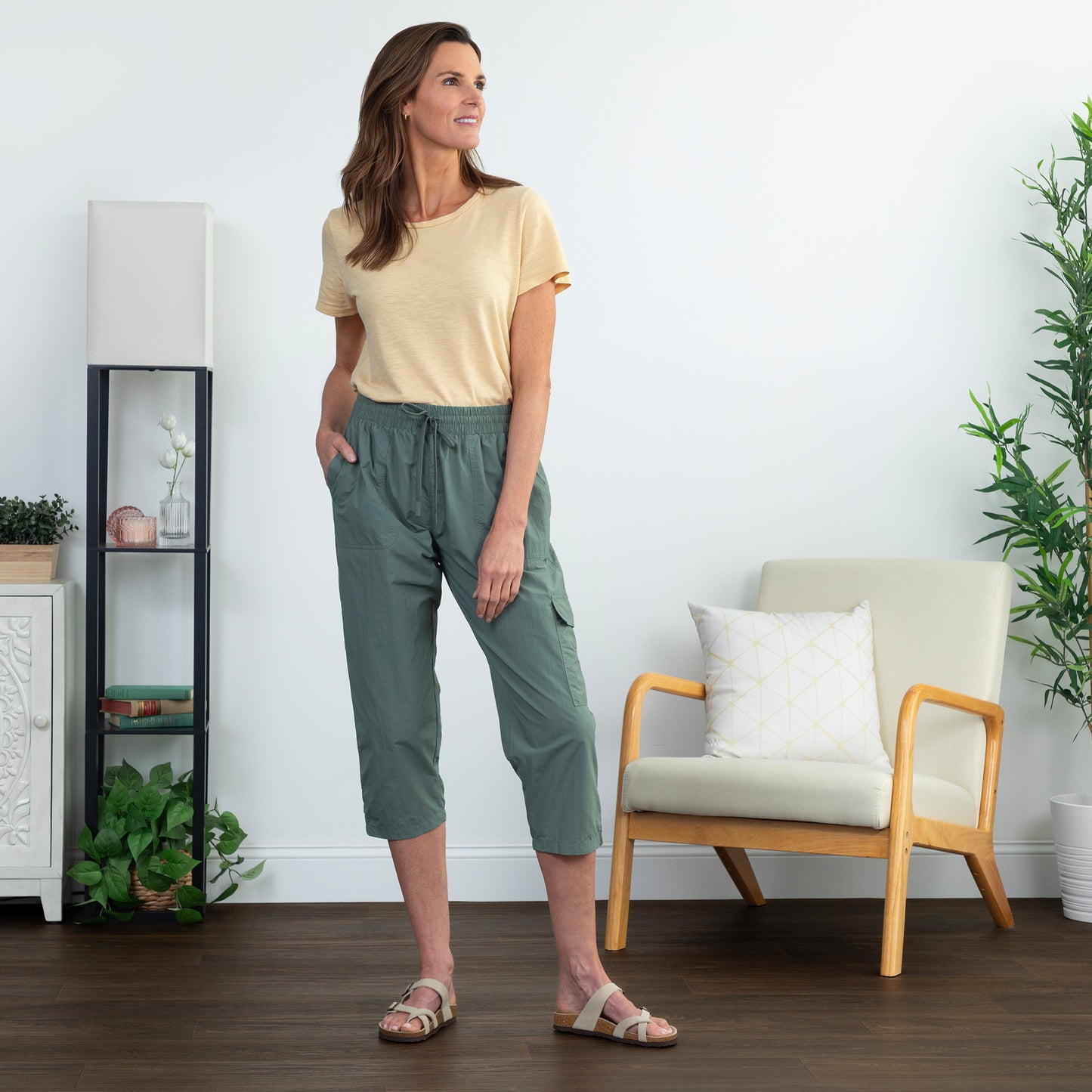 Paw Print Cargo Capri Nylon Pants