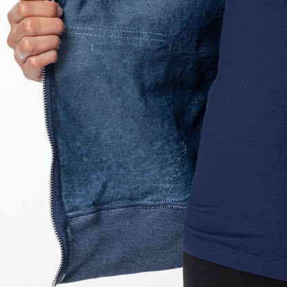 Paw Print Stretch Denim Full Zip Hoodie