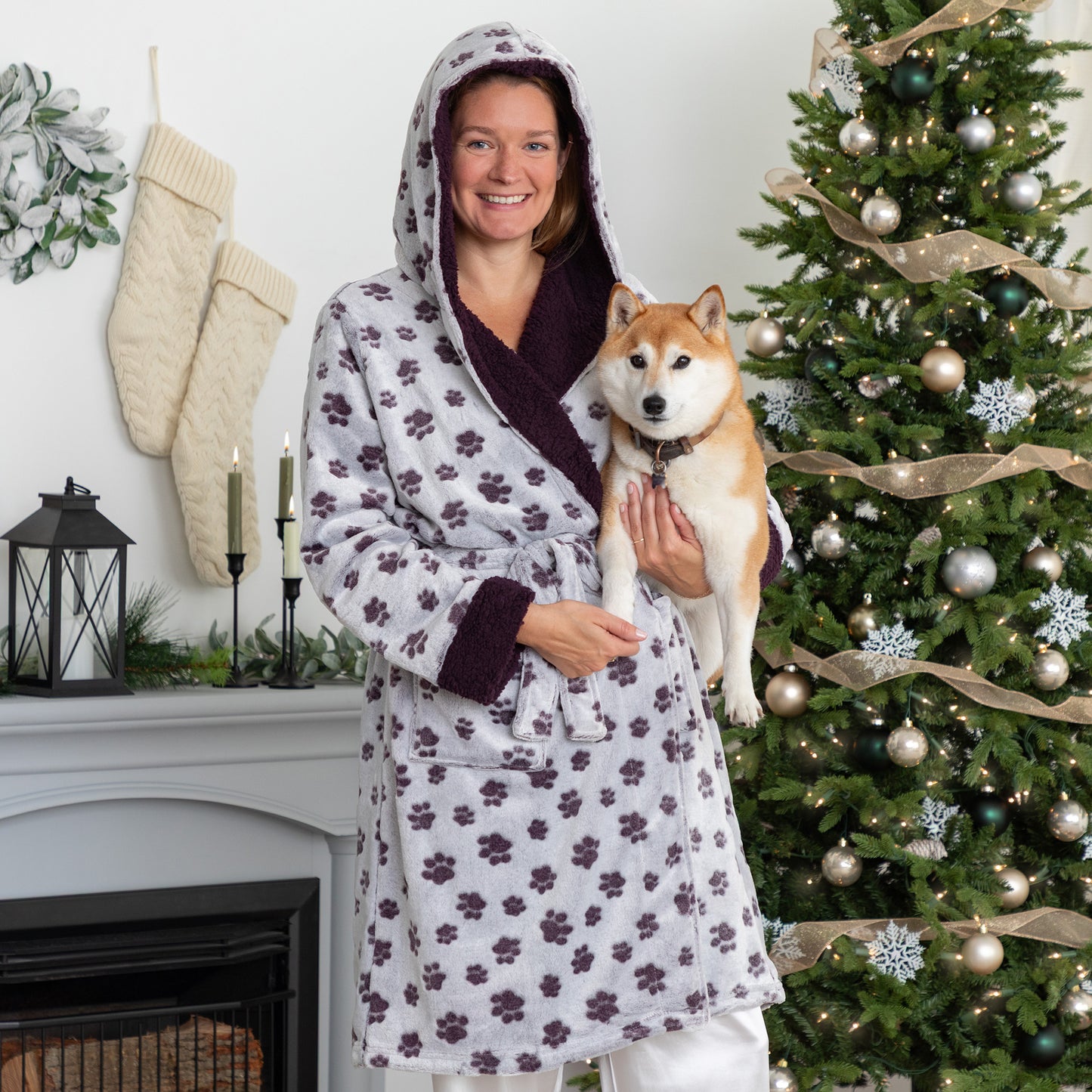 Pet Love Hooded Plush Fleece Robe