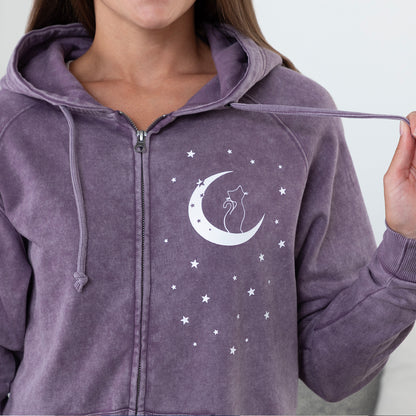 Pet & Moon Mineral Wash Zip Hoodie