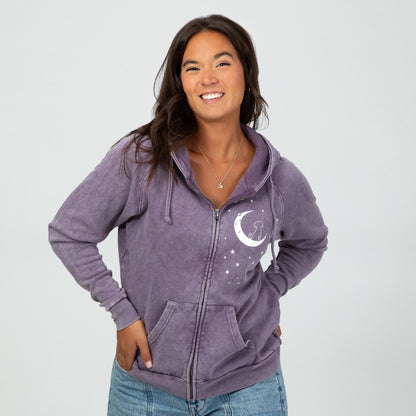 Pet & Moon Mineral Wash Zip Hoodie