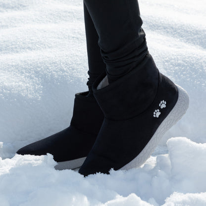 Paw Print Slide-in Lightweight Faux Fur Lined Ankle Boots