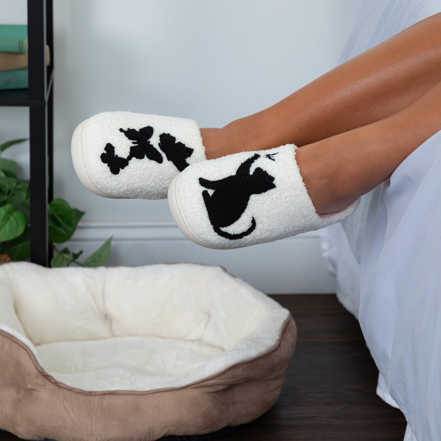 Cat & Butterflies Sherpa Lined Slippers