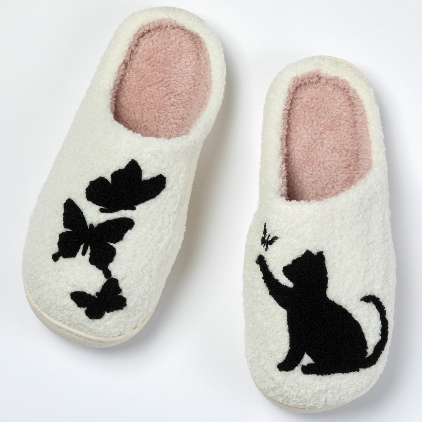 Cat & Butterflies Sherpa Lined Slippers